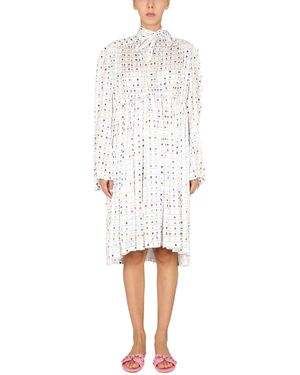 Balenciaga Paper Crush Floral Dress - White