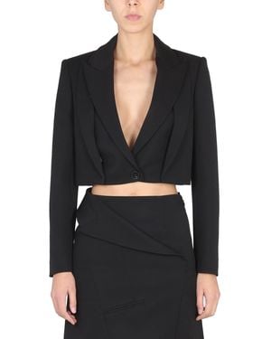 McQueen Mini Cropped Double Revers Jacket - Black