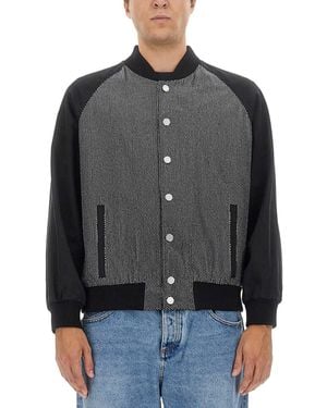 Balmain Bomber Jacket With Logo - Grey
