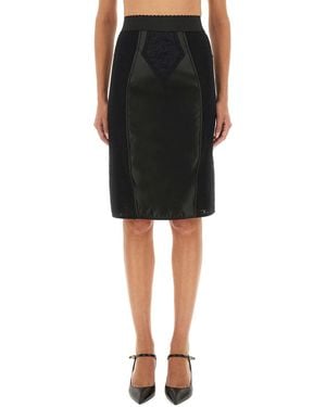 Dolce & Gabbana Satin And Powernet Midi Skirt - Black