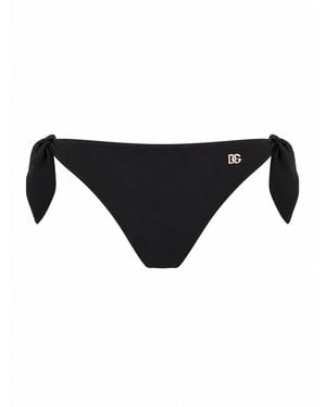 Dolce & Gabbana Slip Bikini Con Fiocchi - Black