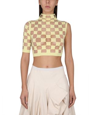 Max Mara TOP ASIMMETRICO IN VISCOSA STRETCH - Neutro