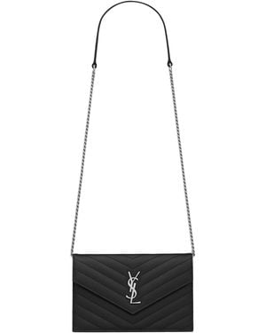 Saint Laurent Portafoglio Con Catena "Envelope Cassandre" - White