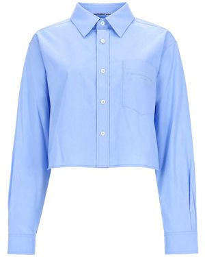 Alexander Wang Camicia Crop Con Logo - Blue
