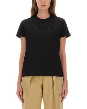 Moncler Cotton T-Shirt With Logo - Black