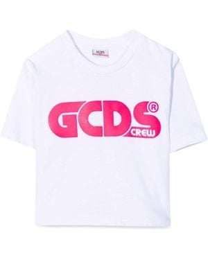 Gcds Cropped Jersey T-Shirt Girl - Rosa