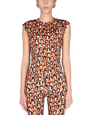 La DoubleJ T-SHIRT "LADY LEOPARD" IN NYLON - Rosso
