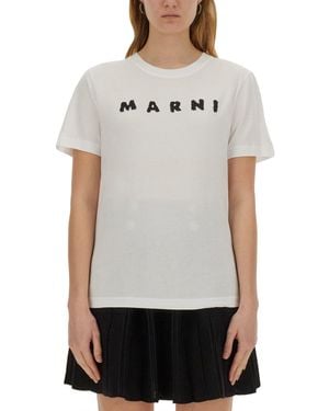 Marni Regular Fit Crew Neck T-Shirt - Grey