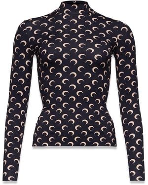 Marine Serre T-Shirt "Moon" - Blue