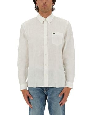 Lacoste Camicia Con Logo - Bianco