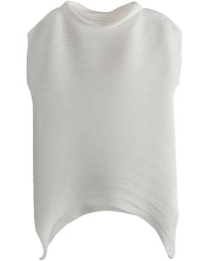 Pleats Please Issey Miyake Asymmetrical-Hem Pleated Top - Grey