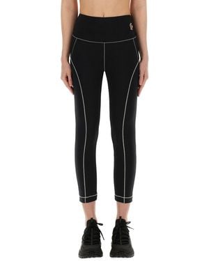 Moncler Leggings With Logo - Black