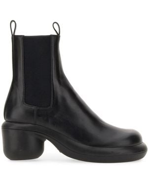 Jil Sander Leather Boots With Round Toe - Black