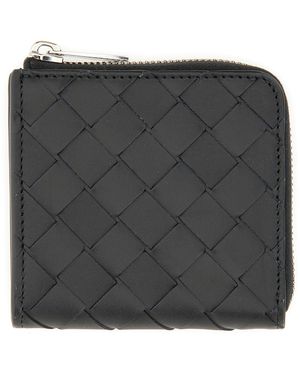 Bottega Veneta Portafoglio Intrecciato Con Zip - Nero
