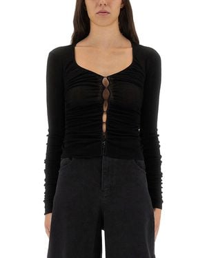 Self-Portrait Viscose Knit Top - Black