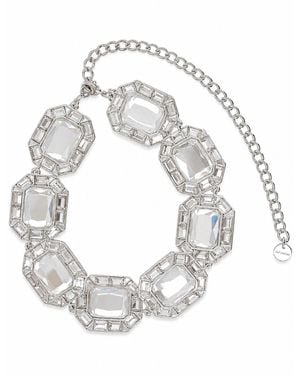 Self-Portrait Collana Girocollo Con Maxi Cristalli - White