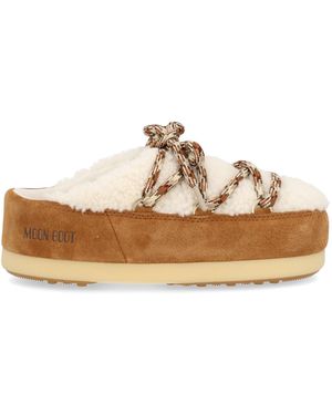 Moon Boot Shearling "Evx" Mules - Brown