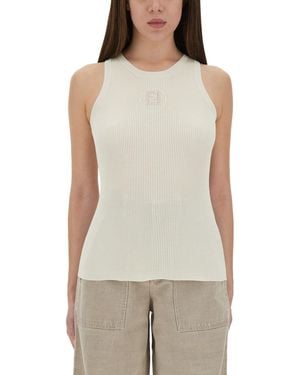 Fendi Tank Top With Logo - Natural