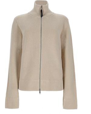 Maison Margiela Cardigan Con Zip - Natural