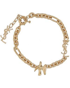 Saint Laurent Bracciale Con Colomba E Cassandre - Metallic