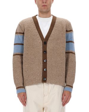 Ami Paris "College" Cardigan - Natural