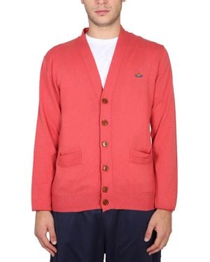 Vivienne Westwood Cardigan Con Ricamo Orb - Rosso