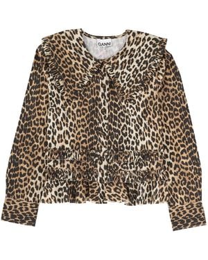 Ganni Regular Animal Print Shirt - Brown