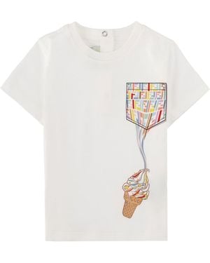 Fendi T-Shirt Con Stampa Grafica - White
