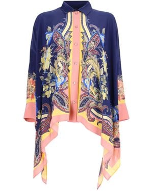 Etro Camicia Asimmetrica Con Stampa Paisley - Blue