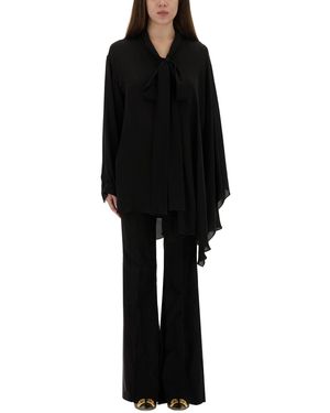 Balenciaga Silk Shirt With Bow - Black