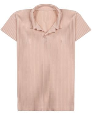 Homme Plissé Issey Miyake T-Shirt With Polo Collar Polyester Shirts - Pink