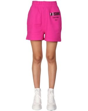 Moschino Shorts With Vinyl Logo Detailing - Pink