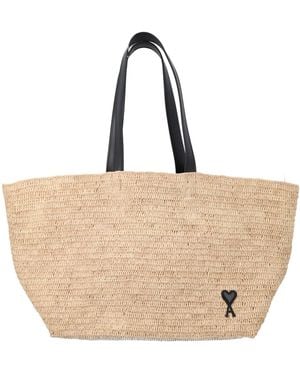 Ami Paris Tote Bag With Logo - Natural