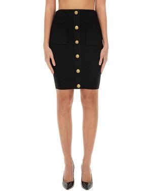 Balmain Vichy Knit Skirt - Black