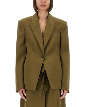 The Attico Tailored Gabardine Jacket With Unique Tie Detail - Green