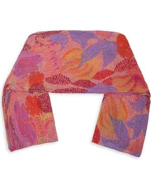 Pleats Please Issey Miyake Poncho Con Stampa Floreale - Red