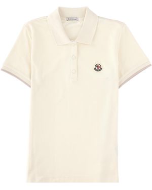 Moncler Polo Con Patch Logo - Natural