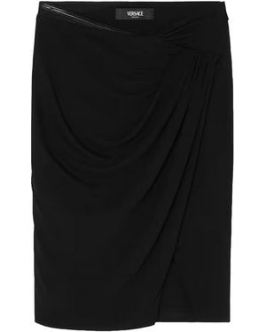 Versace Midi Skirt With Asymmetrical Hemline - Black