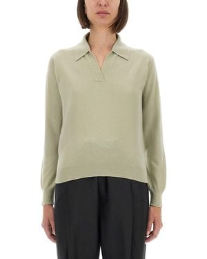 Maison Margiela Relaxed-Fit Virgin Wool Polo With Classic Collar - Green