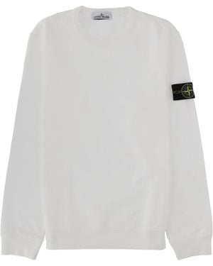 Stone Island Felpa Con Patch Logo - White