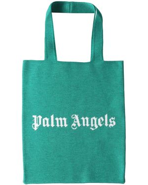 Palm Angels BORSA SHOPPER IN MAGLIA CON LOGO - Verde