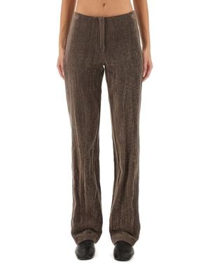 Alysi Velvet "Crinkle" Slim Trousers - Brown