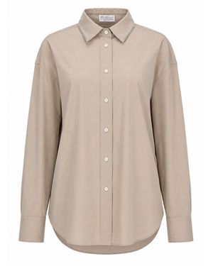Brunello Cucinelli Camicia Con Dettaglio Monili - Natural