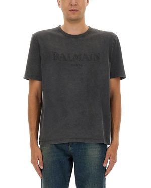 Balmain Vintage Embroidered T-Shirt - Grey