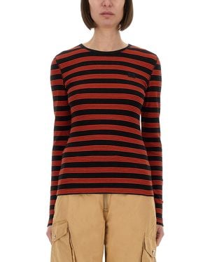 Ganni Long-Sleeved T-Shirt - Red