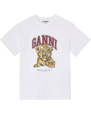 Ganni Baby Tiger Organic Cotton T-Shirt - White