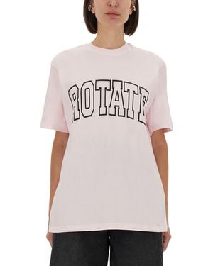 ROTATE BIRGER CHRISTENSEN Logo Crew Neck T-Shirt - White