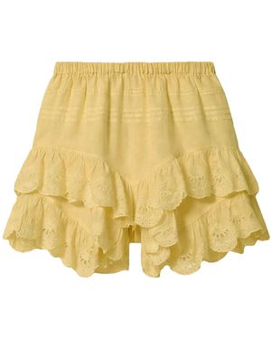 Isabel Marant Thaliany Striped Cotton Drawstring Shorts - Yellow