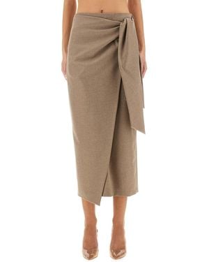 Max Mara Curzio Wool Wrap Skirt - Natural