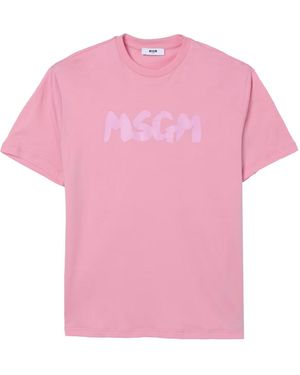 MSGM T-Shirt With Logo - Pink